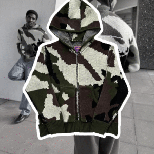 Corteiz alca traz heavy knit zip hoodie-camo
